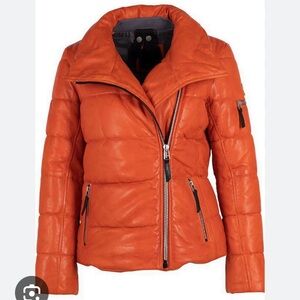 Mauritius women’s Lambskin Leather Puffer Jacket Size L